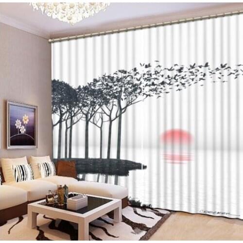 Abstract tree sunburst 3d Curtains For Living Room Bedroom Window Curtains High Quality Sound proof Curtain