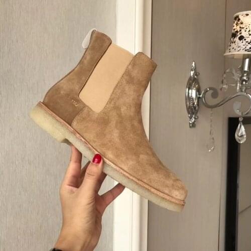 Vallu 2020 autumn and winter Chelsea boots lovers leather frosted four seasons short boots men and women couple shoes