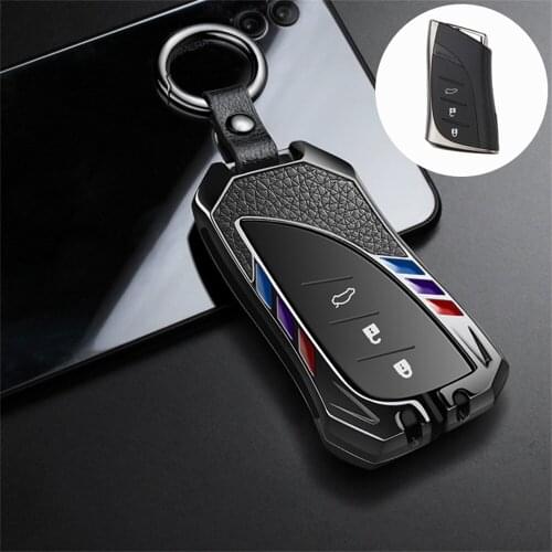 Zinc Alloy + Leather Remote Start Car Key Case Cover Protector Auto Accessories For Lexus UX200 UX250h ES200 ES300h 2018 2019