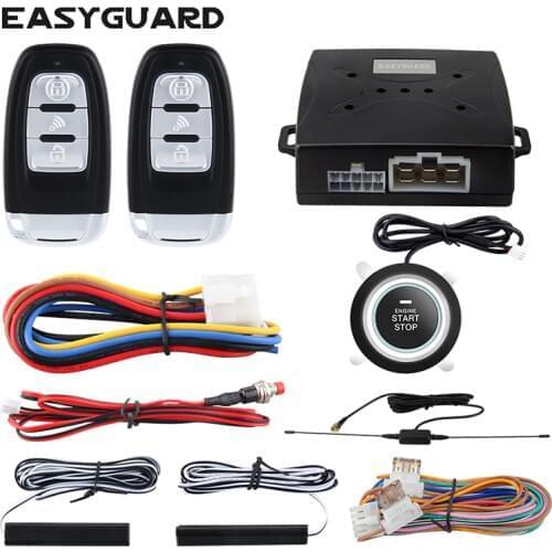 EASYGUARD Quality smart key PKE car alarm system push button start stop remote engine start proximity unlock lock keyless entry