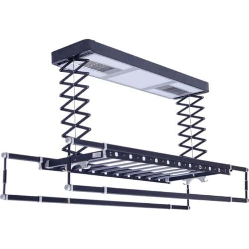 Modern Minimalist Home Electric Lifting Racks Balcony Aluminum Alloy Smart LED Lights Wireless Remote Control Clothes Rail