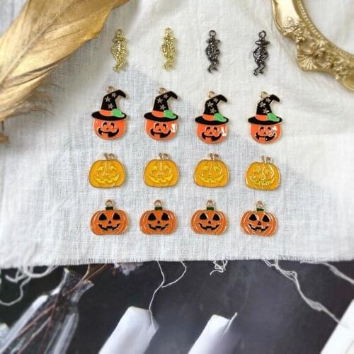 Halloween fun pumpkin magic hat skull pendant diy homemade earrings earring materials headdress pendant