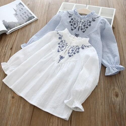 Girls long sleeve shirt cotton baby pullover embroidered flower doll shirt