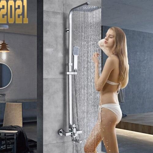 Chrome Shower Cabin Faucet Set Bathroom Rainfall Shower Mixers towel Swivel Spout Bath Shower Crane Hot Cold Mixer Tap