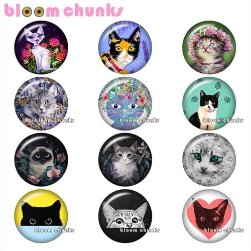 Round photo glass cabochon elegance cat demo flat back Making findings 12mm/18mm/20mm/25mm A8141