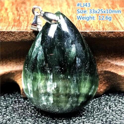 100% Natural Green Seraphinite Pendant For Women Lady Man Love Bithday Gift Crystal Oval Beads Silver Love Stone Jewelry AAAAA
