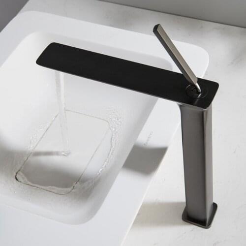 Copper Bathroom Basin Faucet Brass Sink Mixer Tap Vessel Crane Hot & Cold Deck Mounted Single Handle Gun Grey/Black/Chrome