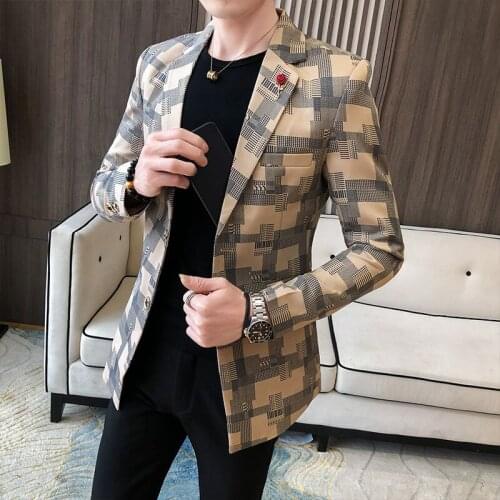 Men Business Suit Smart Casual Four Seasons Full Sleeve Print Blazers