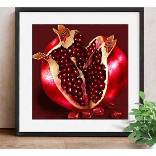 DIY Diamond Painting Cross Stitch 5D Diamond Embroidery Pomegranate Full Square Diamond Mosaic Decoration Kit Fruit