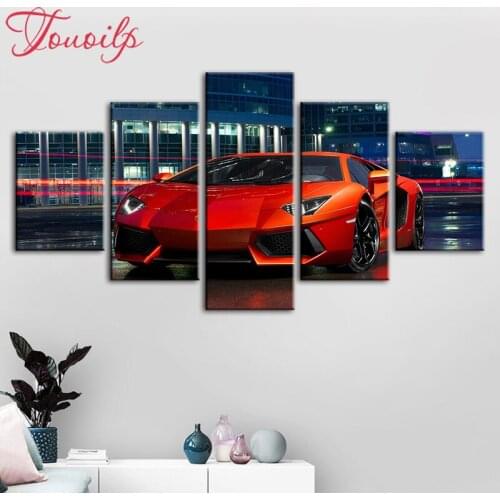 TOUOILP 5 Pieces Red sports car 5d Diamond Painting Cross Stitch icon 5d Diamond Embroidery for children diamond Mosaic pattern