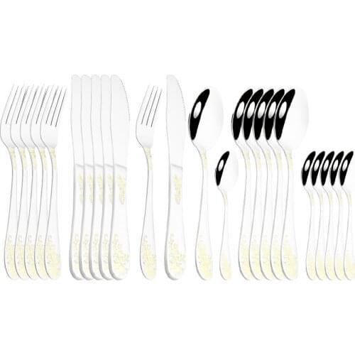 Dinnerware Set Mirror Polishing Tableware Silver Stainless Steel Cutlery Western Silverware For Kitchen Restaurant Dropshipping