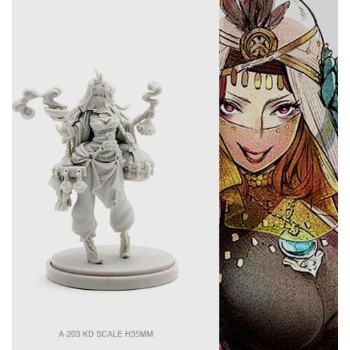 35MM Resin Figure Kits Beauty witch Model Self-assembled A-203