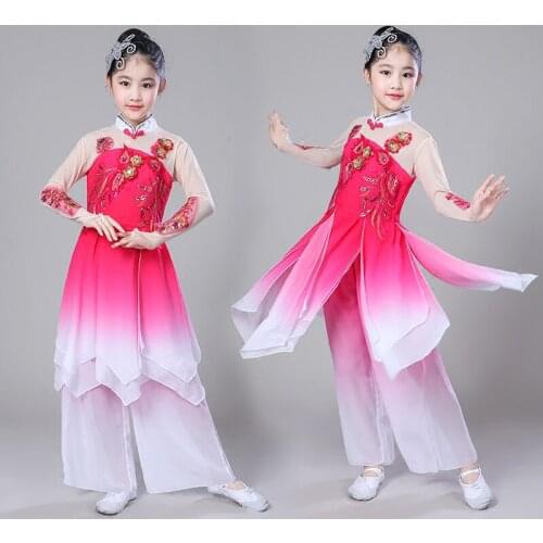 National Costume Yangko Dance Costume Fan Classic Stage Dancing Clothes Children Chinese Folk Yangko Dance Outfits for Girls