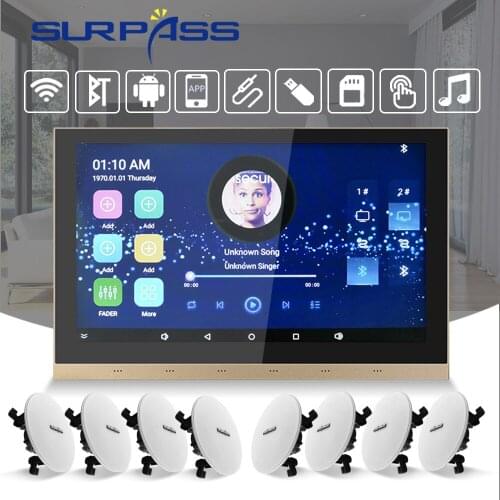 Bluetooth In Wall Amplifier Android WiFi Touch Screen Fm Big Power Class D Digital Stereo Sound HiFi Speaker Home Audio System