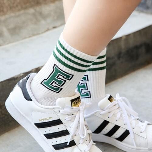 Socks Womens Spring Summer New College Style Alphabet Letter Cotton Tube Womens Socks Trendy Sports Socks Manufacturers