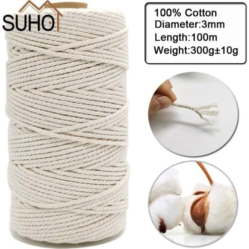 New Macrame Cord Natural Cotton Rope with Wood Ring Wood Stick for Teether Macrame Kit Wall Hanging Plant Hanger Garden Supplies