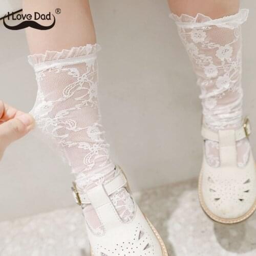 Solid Color Baby Girls Socks Cute White Lace Infant Knee High Socks Summer Breathable Newborn Girls Long Socks