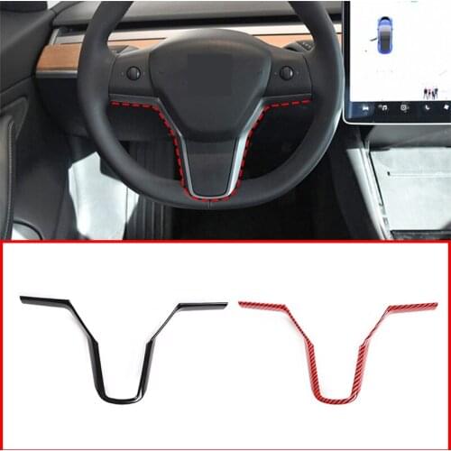 Car Interior ABS Steering Wheel Sequin Steering Wheel Decoration Frame Cover Trim Accessories For Tesla Model 3 2017-2019