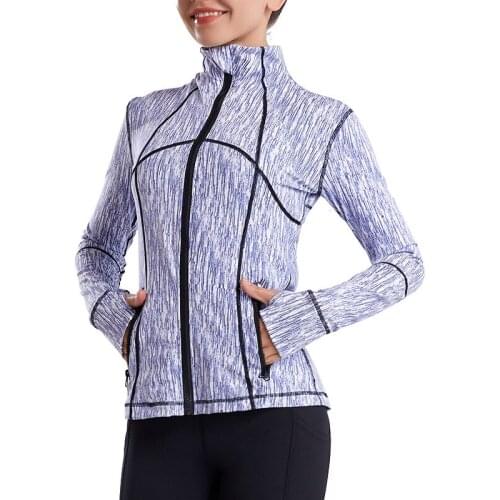 Thin long-sleeved zipper sports jacket female with finger cots sports long-sleeved female yoga wear fitness jacket running top