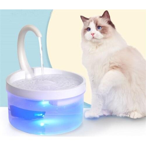 2L Cat Water Fountain LED Blue Light USB Powered Automatic Water Dispenser Cat Feeder Drink Filter For Cats Drinking Fountain