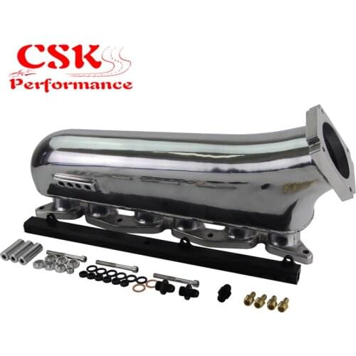 For Supra 1JZ 1JZGTE polished Intake Manifold + top feed fuel rail BLACK