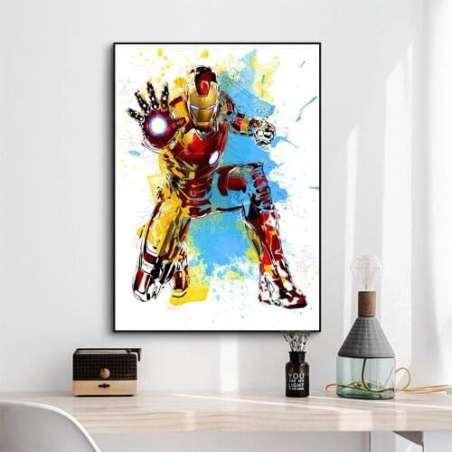 Marvel Avengers Poster Iron Man Watercolor Canvas Painting Wall Art Decor Picture Childrens Room Home Decor Gifts Cuadros