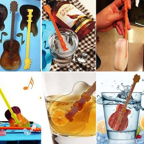 Creative Guitar Ice Cube Maker Diy Silicone Ice Cube Chocolate Concert Music Celebration Fun ice cream party Moldes Para Helados
