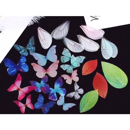 XCDIY 100pcs/lot Gauze Yarn Butterfly cloth butterfly Charm Pendant For Earring Bracelet Necklace Jewelry Finding