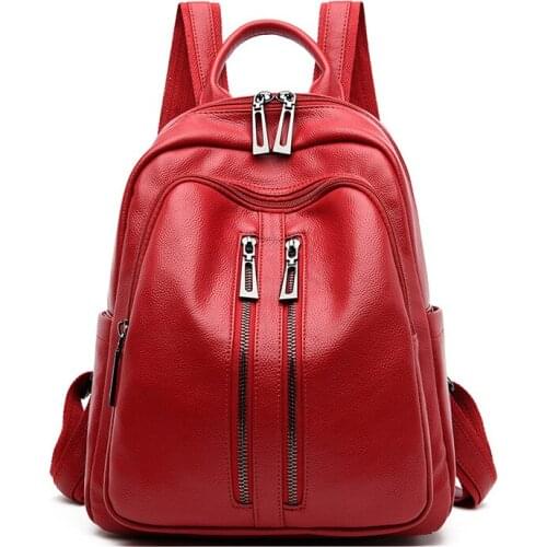 Women Leather Backpacks Vintage Bagpack Solid Ladies Mochila Feminina Rucksacks For Girls Luxury Designer Rucksacks Female 2020