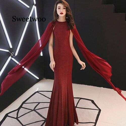 New 2020 Summer Chiffon Temperament Womens Shawl Long Dress Sexy Fishtails Thin Slim O-neck Cocktail Party Red Dresses
