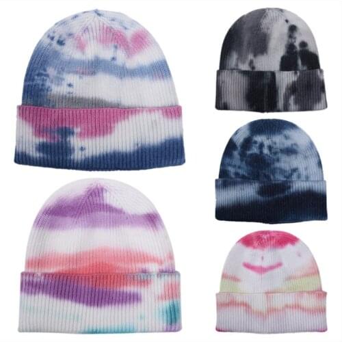 Winter Tie Dye Keep Warm Unisex Skullies Beanies Outdoor Fashion Hip Hop Stripe Autumn Winter Hat Ski Cap