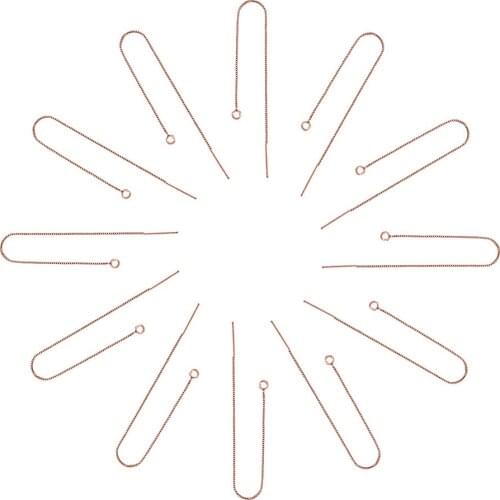 10 Pairs Ear Threads Long Box Chain Dangle Bar Threader Earrings Rose Gold Color Pierced Dangling Drop Stud Earrings with Loop