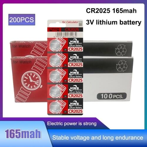 200pc original For maxell Lithium Button Cell Battery CR2025 Watches 3V Control Toy Batteries For LED Lights Toys Watches