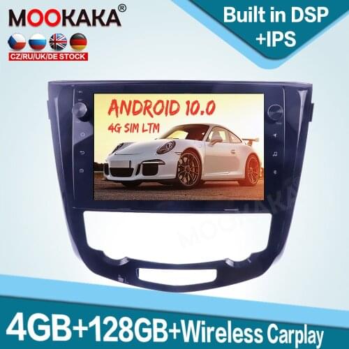 128GB Carplay Android 10.0 Car Multimedia Player for Nissan X-Trail Qashqai 2013-2017 Auto Radio GPS Navigation Audio Stereo