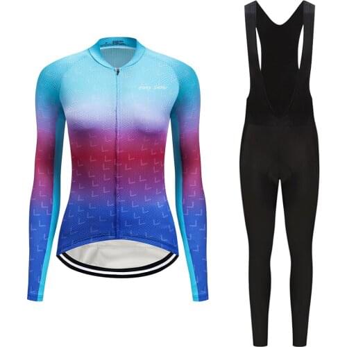 Free Shipping Women Cycling Jersey Set 2021 Fall Bicycle Clothes MTB Suit Female Kit Road Bike Clothing Dress Long Sleeve Outfit