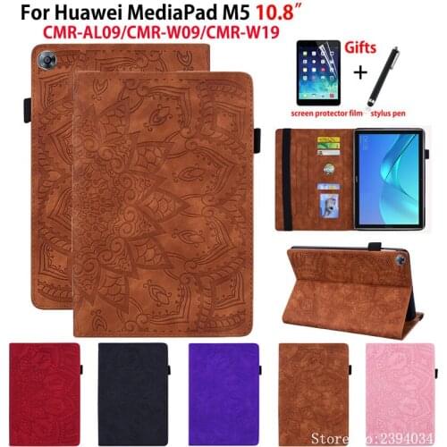 Case For huawei mediapad M5 10.8 Cover Funda For Huawei Mediapad M5 Pro CMR-AL09 CMR-W09 CMR-W19 Embossed PU Leather Stand Shell
