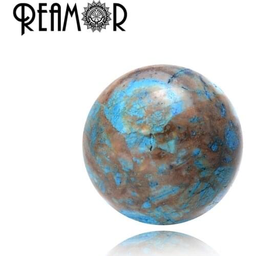 REAMOR Natural Stone Semi-precious Blue Decorative Pattern Stone Beads Ball Charms DIY Bracelet for Jewelry Making 6/8/10mm