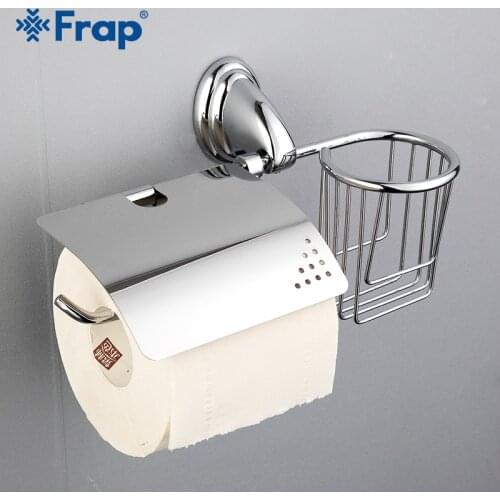 Frap new 1Set Stainless Steel Basket toilet paper holder with shelf Space Aluminium Mounting Seat Bathroom accessories F1603-1