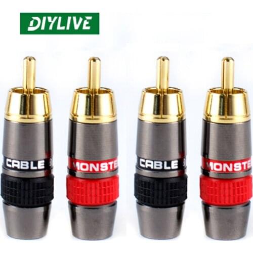 DIYLIVE 8PCS Monster gold plated RCA lotus plug audio signal cable terminals