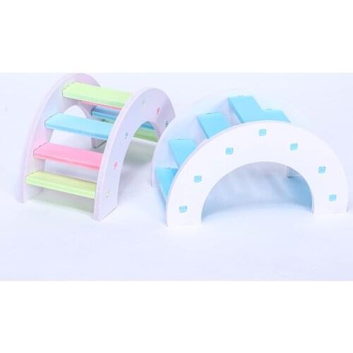 Hamster Colorful Ladder Toys for Small Animals Climbing Wood Rainbow Bridge Toy Accessories Hamster Pet Supplies