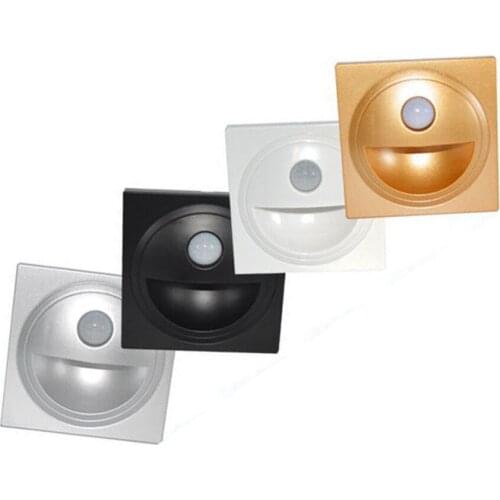 86MM PIR Motion Detector Embedded LED Step Night Light Footlight Foyer Kitchen Aisle Hotel Wall Corner Lamp