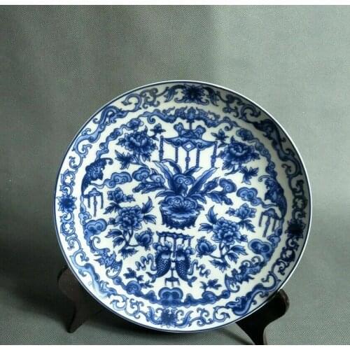 Chinese old Blue and white porcelain Hand Painted Pattern plate