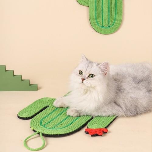 Cat Scratching Mat Natural Sisal Felt Durable Cat Scratcher Cactus Shaped Sisal Scratching Pad for Cats Protecting Furniture
