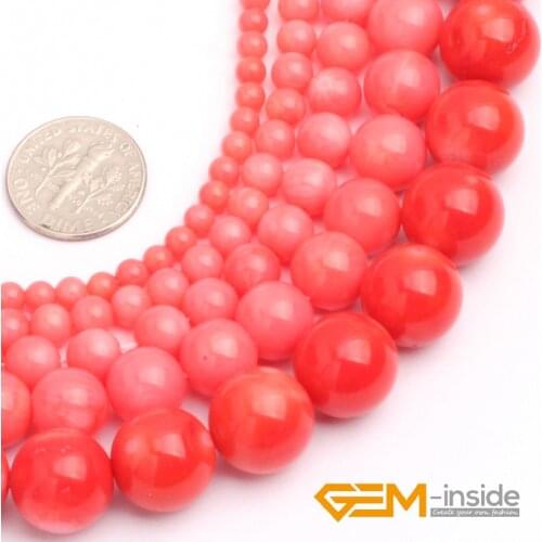 Natural Coral Pink Round Beads For Jewelry Making Strand 15 Inch DIY Acceories Jewelry Bead For Bracelet Necklace 4mm 6mm 8mm