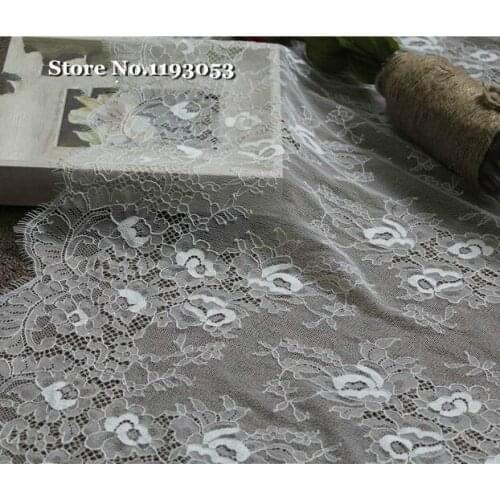 3 Meter /Lot High quality Eyelash Lace Fabric 100CM Lace Trim Wedding Dress Sexy Lingerie DIY Clothes Sew Accessory Black White