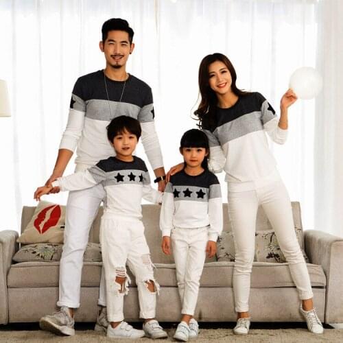 Fashion Cotton Mother Father Baby Clothes Star Pattern Sweatshirt Mom Daughter Family Matching Outfits