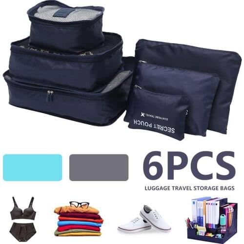6PCS Travel Luggage Bag Set for Clothes Tidy Organizer Wardrobe Suitcase Pouch Outdoor Travel Duffle Bag Storage Organizer Case