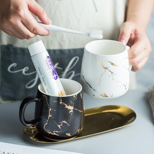 Couples Ceramic Mouth Cup Brush Cup Set Toothbrush Cup Wash Cup Tooth Cylinder a Pair of Home Gifts Creative