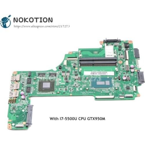 NOKOTION For Toshiba Satellite P50-C P55-C P50T-C Laptop Motherboard SR23W I7-5500U CPU GTX950M A000391380 DABLQFMB8F0
