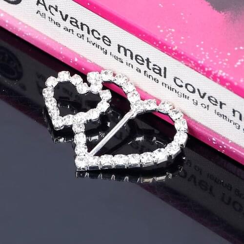2018New 100Pcs Double Heart Love Buckle for Wedding Supply Decoration Card Invitation DIY Hair Bow Accessories BK18